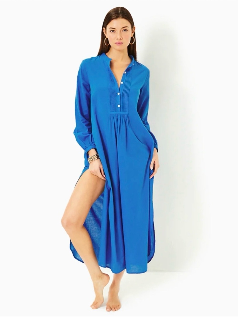 NWT Women's Lilly Pulitzer Swim Vassa Maxi Coverup- Morelle Blue- Resortwear